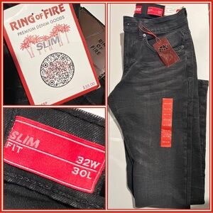 Ring of Fire Men's Black Jeans Size 32x30 NEW